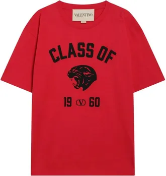 Valentino Garavani Katoenen T-shirt met panterprint - Heren - T-shirts - Rood - XL - Katoen - Tops