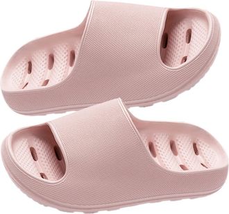 Frcolor Breathable Non-slip PVC Indoor Slippers for Women Pink Bathroom Travel Salon Lightweight