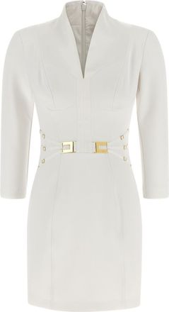 Elisabetta Franchi White Logo Elastic Bands Dress