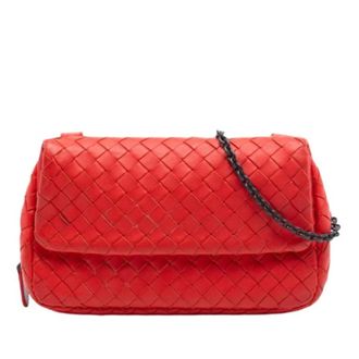 Bottega Veneta Pre-owned Cross Body Bags, female, Red, Size: ONE SIZE Pre-owned Woven Nappa Crossbody Bag