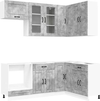 vidaXL Unidad De Cocina Kalmar 8 Uds. Gris Hormig&oacute;n Vidaxl