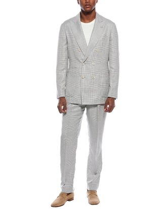 Brunello Cucinelli 2Pc Wool, Linen, & Silk-Blend Suit With Pleated Pant