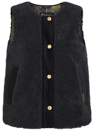 Barbour Dulsie Corduroy-trim Fleece Gilet - Black - 6 (UK6 / XS)