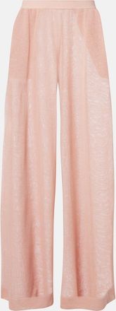 Alaia Ala&iuml;a Semi-sheer linen and silk wide-leg pants