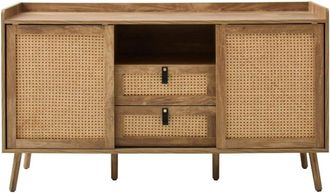 Calicosy Aparador de 2 puertas y 2 cajones con frentes de rat&aacute;n L140 cm