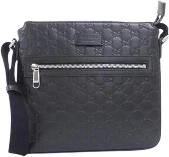 Gucci Pre-owned Signature Leather Shoulder Bag - Dames - Vintage Schoudertas - Zwart - ONE Size - Leer - Vintage