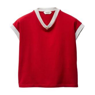 Versace T-Shirts, female, Red, Size: XS Stretch Cotton-Jersey T-Shirt