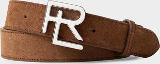 Ralph Lauren Purple Label Men & apos;s Stacked R-Buckle Suede Belt