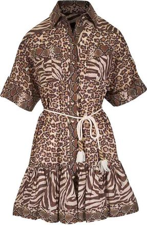 Zimmermann Brown Short Dress With Tied Belt