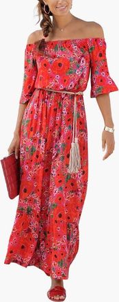 Lascana Off Shoulder Printed Maxi Dress in Multi at Nordstrom, Size 14