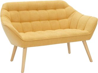 Vente-Unique Sof&aacute; de 2 plazas de tela amarillo mostaza CASERTA