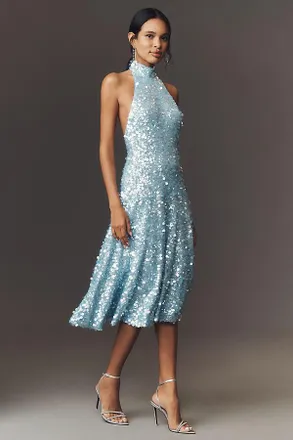 Helsi Carla Halter Sequin A-Line Midi Dress
