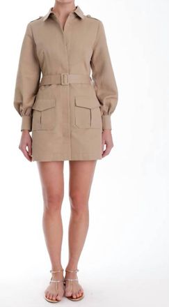 Karina Grimaldi Tiffany Mini Dress In Khaki