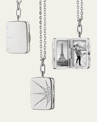 Monica Rich Kosann Rectangular Locket with White Sapphires in Elongated Star Design