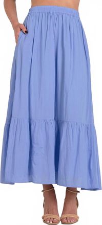 Elan Midi Tiered Skirt In Blue