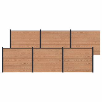 vidaXL Panel De Valla 6 Pcs Wpc Y Aluminio Marr&oacute;n Vidaxl