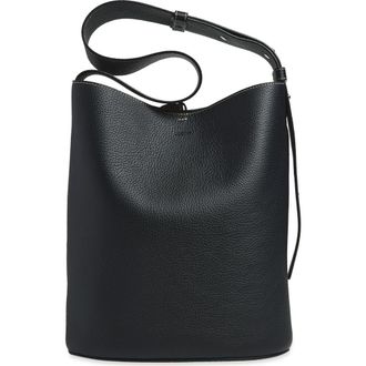 LI&Eacute; STUDIO Norma Leather Bucket Tote in Black Grosgrain at Nordstrom
