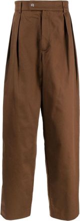 Amiri pleat-detailing cotton straight trousers - men - Cotton/Viscose - 52 - Brown