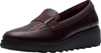 Clarks Womens Sharon Pace Loafer, Merlot Leather, 3.5 UK