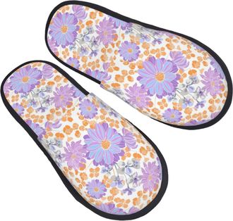 Generic Warm Slipper Cute Flower Print Home Slipper Comfortable House Shoes Unisex Fluffy Slippers For Travel Winter Hotel M