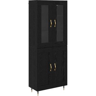 vidaXL Aparador Alto 2 Pcs Roble Negro Madera De Ingenier&iacute;a Vidaxl