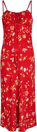 Reformation Camira Floral-print Crepe Midi Dress - Red - 12 (UK16 / XL)