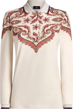 Etro Cut & Sew Polo - Dames - Polos - Wit - XL - Katoen - Tops