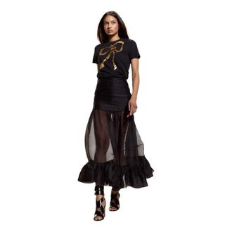 Cynthia Rowley Serafina Silk Skirt - Dames - Midirokken - Zwart - 3XS - Organza - Rokken