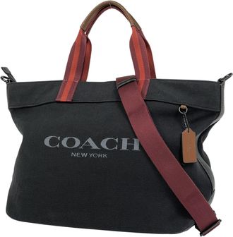 Coach Black Canvas Leather Shoulder Bag Tote Bag (Pre-Owned)