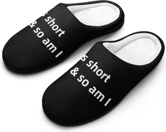 Generic Life Is Short And So Am I Mens House Slippers Memory Foam Washable Cotton Slip on Home Shoes