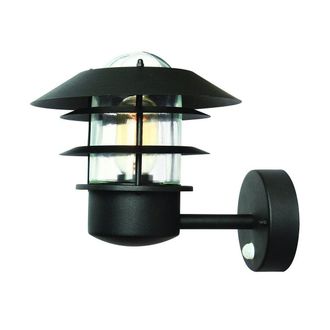 Netlighting Helsingor 1 Light Outdoor Coastal Wall Lantern Light Black with PIR Motion Sensor IP44 E27
