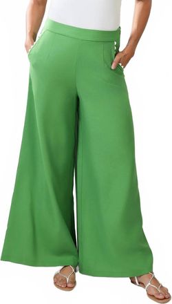 Traffic People Rene Wide Leg Trousers In Ric Rac Green