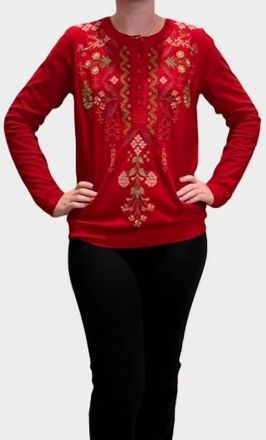 Johnny Was Malaya Mixed Media Henley T-Shirt In Salsa