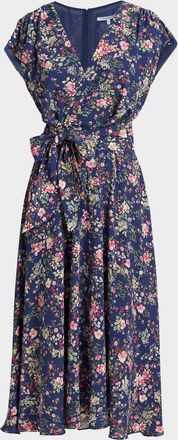 Santorelli Talia Faux-Wrap Lightweight Stretch Midi Dress