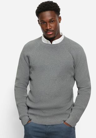 Olymp Rundhalspullover OLYMP Waffle Structure, Herren, Gr. XXL, grau, Strick, Obermaterial: 89% Baumwolle, 11% Polyamid, regular fit, Rundhals, Rippb&uuml;ndchen