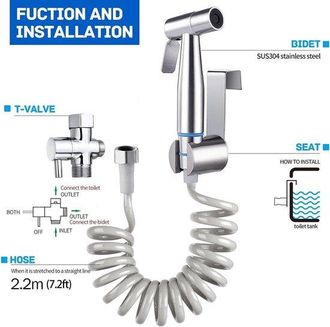 OEM Conjunto De Ducha De Mano Con Bid&eacute;, Con Manguera De Ducha Telesc&oacute;pica Flexible Y Larga Y Soporte, Cabezal De Ducha De Acero Inoxidable