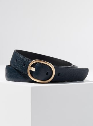 Simons Womens Gold oval-buckle leather belt