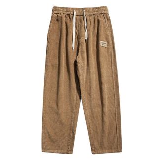 Generic Mens Corduroy Pants Casual Mens Corduroy Cord Trouser Men Loose Elastic Waist Corduroy Pants Pockets Straight Leg Sweatpants for Men Drawstring Wide L