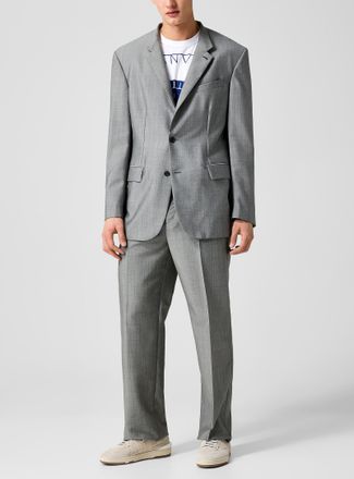 Lanvin Mens Faux-plain grey pleated pant