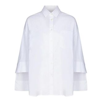 Ga&euml;lle Paris Shirts, female, White, Size: 2XS Camicia Over in Popeline con Ricamo sul Retro