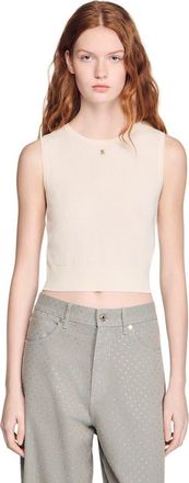 Sandro Sleeveless short knit sweater in Ecru at Nordstrom, Size X-Large