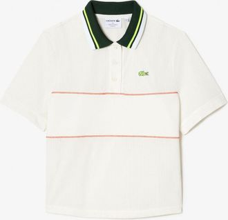 Lacoste Womens Collared Short Sleeve Polo Shirt in Flour - Cream - Size 18 UK