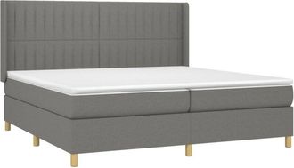 vidaXL Cama Box Spring Colch&oacute;n Y Luces Led Tela Gris Claro 200x200 Cm Vidaxl
