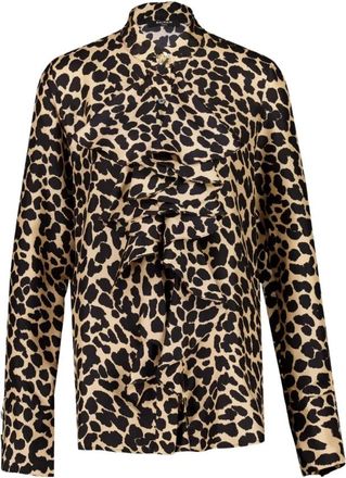 Balmain Leopard Print Ruffled Shirt