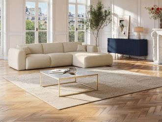 Vente-Unique Designer Coffee Table - Marble & Metal - White & Gold - ARETHA in Metallic Gold