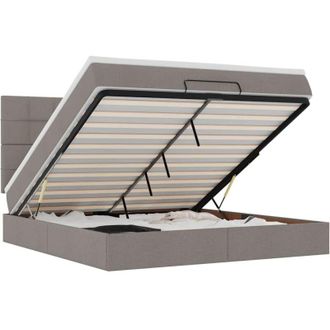 vidaXL Estructura De Cama Otomana Colch&oacute;n Tela Gris Pardo 160x200cm Vidaxl