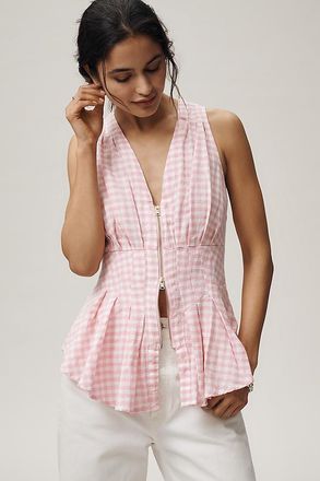 Maeve Sleeveless Zip-Front Peplum Top