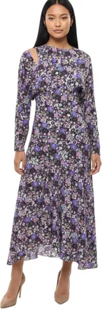 Isabel Marant Purple Floral Crew Neck Midi Dress