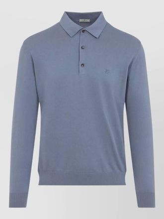 Etro knitted long sleeve cotton polo shirt