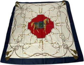 Celine Pre-owned Vintage Zijden Sjaal - Dames - Vintage Accessoires - Veelkleurig - ONE Size - Leer - Vintage